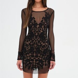 For Love And Lemons Black Floral Mini Dress